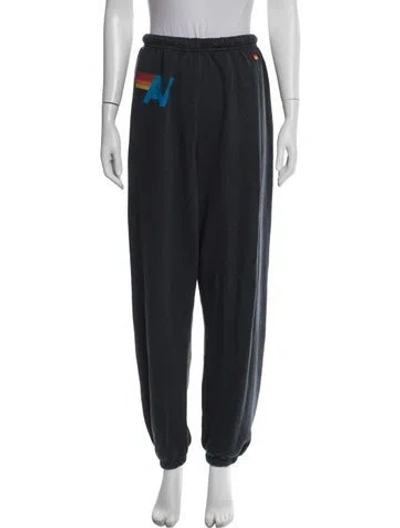 Pre-owned Aviator Nation Graphic Print Embroidered Accent Sweatpants In Gray