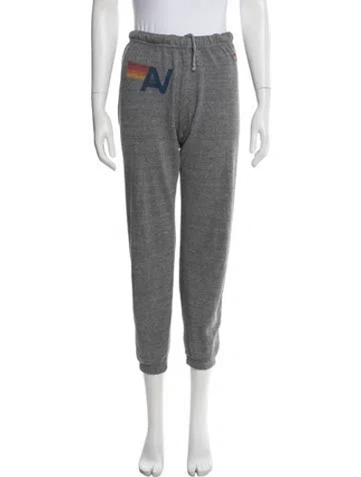 Pre-owned Aviator Nation Graphic Print Embroidered Accent Sweatpants In Gray