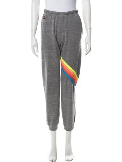 Pre-owned Aviator Nation Graphic Print Embroidered Accent Sweatpants In Gray