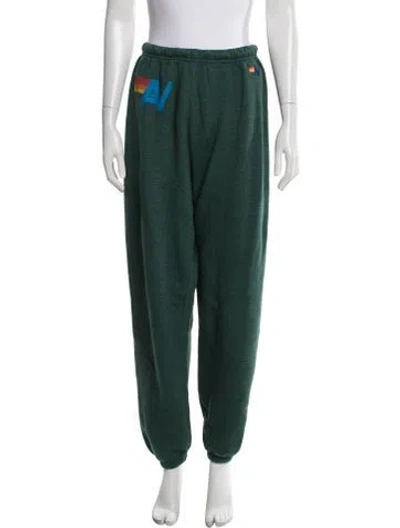 Pre-owned Aviator Nation Graphic Print Embroidered Accent Sweatpants In Green