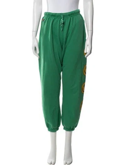 Pre-owned Aviator Nation Graphic Print Embroidered Accent Sweatpants In Green