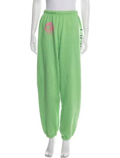 Pre-owned Aviator Nation Graphic Print Embroidered Accent Sweatpants In Green