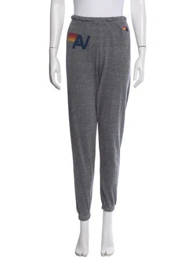 Pre-owned Aviator Nation Graphic Print Embroidered Accent Sweatpants In Grey