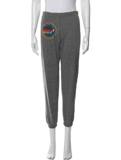 Pre-owned Aviator Nation Graphic Print Embroidered Accent Sweatpants In Grey