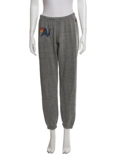 Pre-owned Aviator Nation Graphic Print Embroidered Accent Sweatpants In Grey