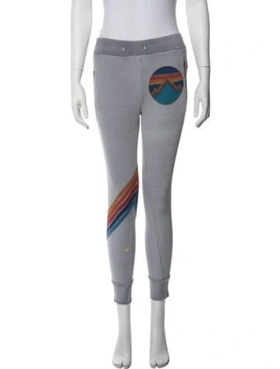 Pre-owned Aviator Nation Graphic Print Embroidered Accent Sweatpants In Grey