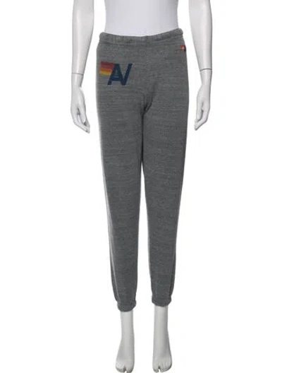 Pre-owned Aviator Nation Graphic Print Embroidered Accent Sweatpants In Grey