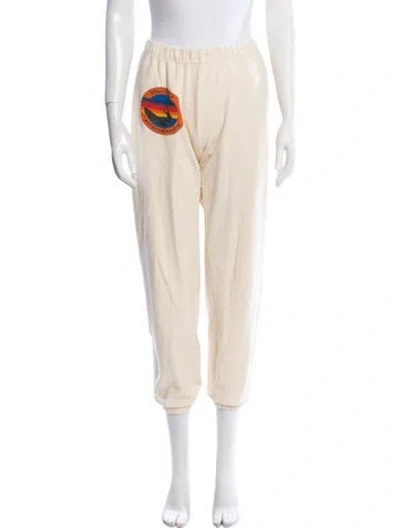 Pre-owned Aviator Nation Graphic Print Embroidered Accent Sweatpants In Neutral