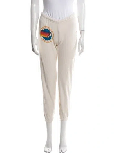 Pre-owned Aviator Nation Graphic Print Embroidered Accent Sweatpants In Neutral