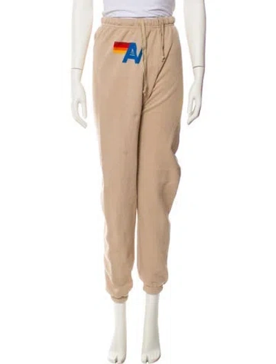 Pre-owned Aviator Nation Graphic Print Embroidered Accent Sweatpants In Neutral
