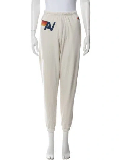 Pre-owned Aviator Nation Graphic Print Embroidered Accent Sweatpants In Neutral