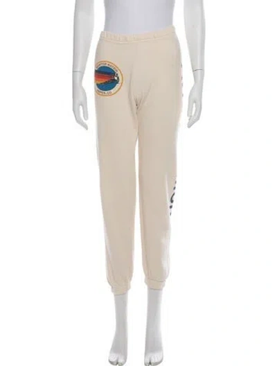 Pre-owned Aviator Nation Graphic Print Embroidered Accent Sweatpants In Neutrals