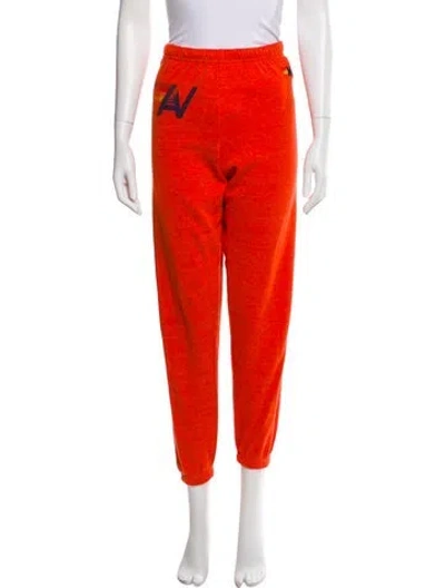 Pre-owned Aviator Nation Graphic Print Embroidered Accent Sweatpants In Orange
