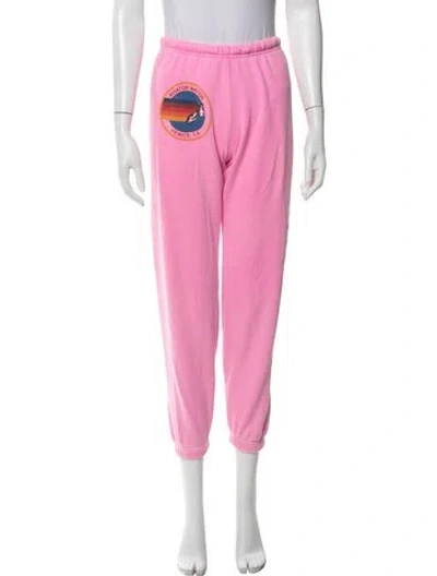 Pre-owned Aviator Nation Graphic Print Embroidered Accent Sweatpants In Pink