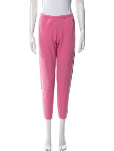 Pre-owned Aviator Nation Graphic Print Embroidered Accent Sweatpants In Pink