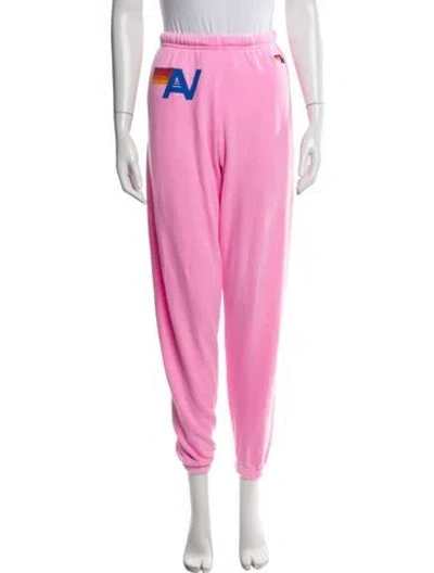 Pre-owned Aviator Nation Graphic Print Embroidered Accent Sweatpants In Pink