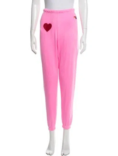 Pre-owned Aviator Nation Graphic Print Embroidered Accent Sweatpants In Pink