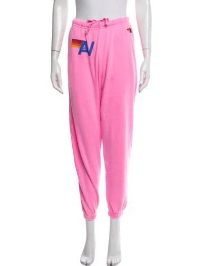 Pre-owned Aviator Nation Graphic Print Embroidered Accent Sweatpants In Pink