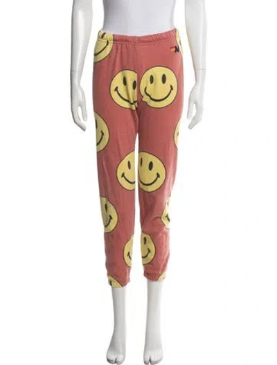 Pre-owned Aviator Nation Graphic Print Embroidered Accent Sweatpants In Pink