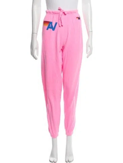 Pre-owned Aviator Nation Graphic Print Embroidered Accent Sweatpants In Pink