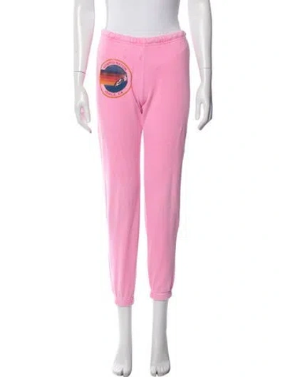 Pre-owned Aviator Nation Graphic Print Embroidered Accent Sweatpants In Pink