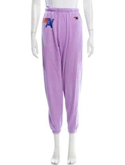Pre-owned Aviator Nation Graphic Print Embroidered Accent Sweatpants In Purple