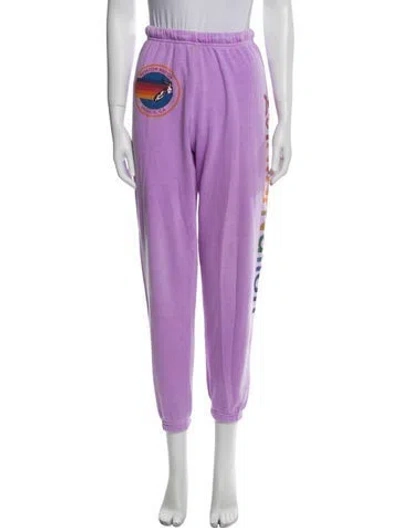 Pre-owned Aviator Nation Graphic Print Embroidered Accent Sweatpants In Purple