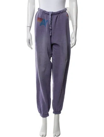 Pre-owned Aviator Nation Graphic Print Embroidered Accent Sweatpants In Purple