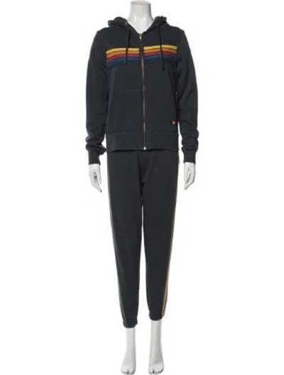 Pre-owned Aviator Nation Graphic Print Embroidered Accent Tracksuit In Gray