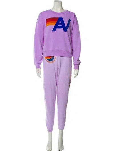 Pre-owned Aviator Nation Graphic Print Embroidered Accent Tracksuit In Purple