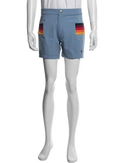 Pre-owned Aviator Nation Graphic Print Flat Front Shorts In Blue