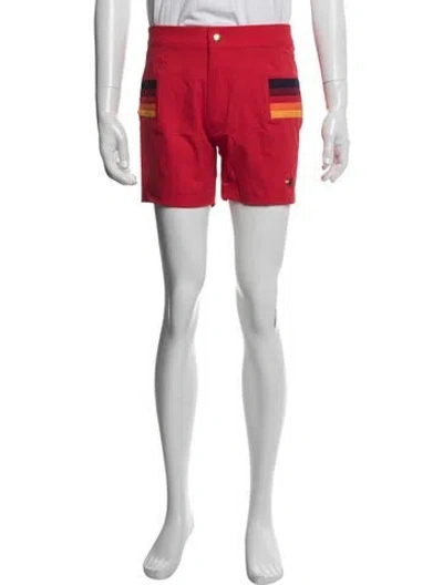Pre-owned Aviator Nation Graphic Print Flat Front Shorts In Red