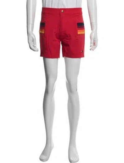 Pre-owned Aviator Nation Graphic Print Flat Front Shorts In Red