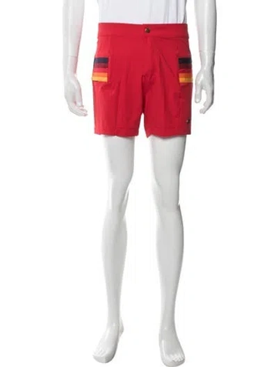 Pre-owned Aviator Nation Graphic Print Flat Front Shorts In Red
