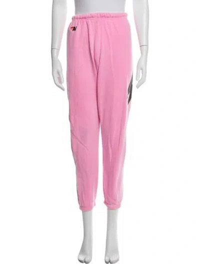 Pre-owned Aviator Nation Graphic Print Grosgrain Trim Sweatpants In Pink