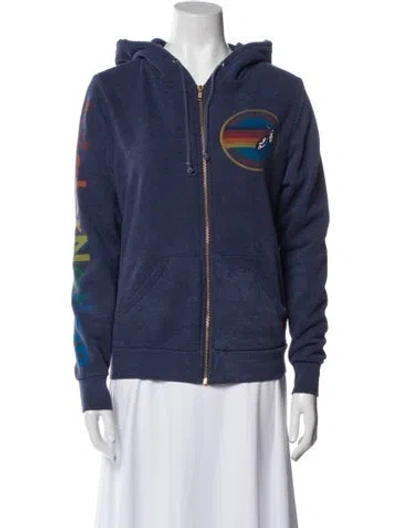 Pre-owned Aviator Nation Graphic Print Jacket In Blue