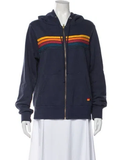 Pre-owned Aviator Nation Graphic Print Jacket In Blue