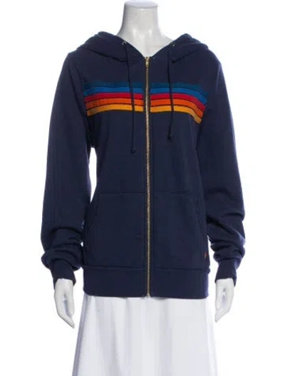 Pre-owned Aviator Nation Graphic Print Jacket In Blue