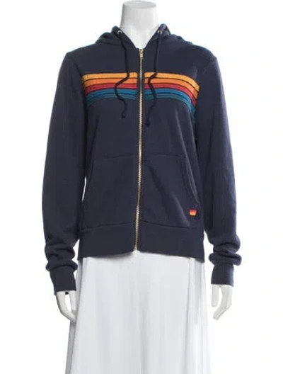 Pre-owned Aviator Nation Graphic Print Jacket In Blue