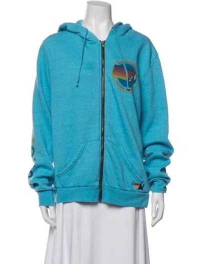 Pre-owned Aviator Nation Graphic Print Jacket In Blue