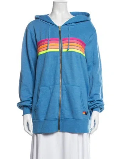 Pre-owned Aviator Nation Graphic Print Jacket In Blue