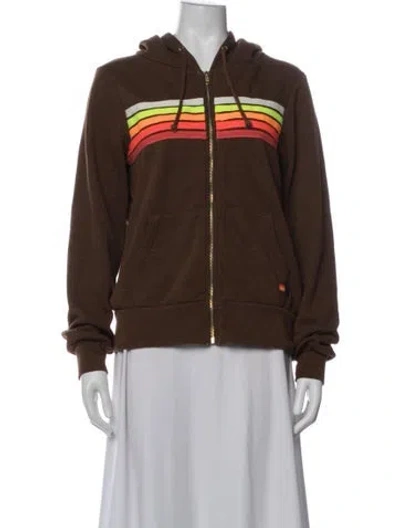 Pre-owned Aviator Nation Graphic Print Jacket In Brown