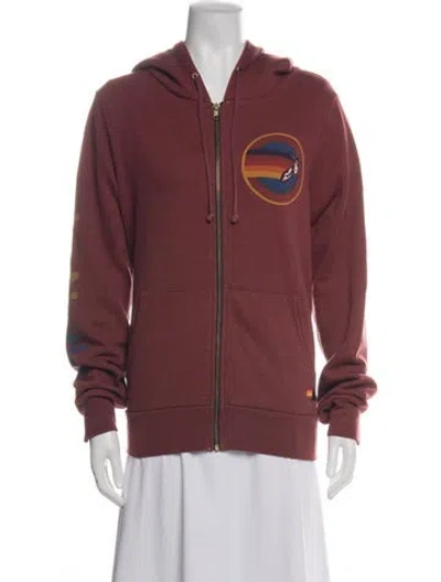 Pre-owned Aviator Nation Graphic Print Jacket In Burgundy