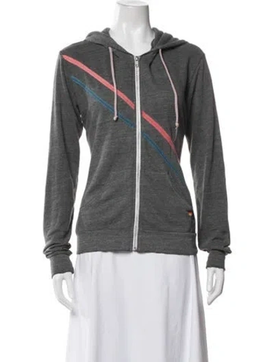 Pre-owned Aviator Nation Graphic Print Jacket In Gray
