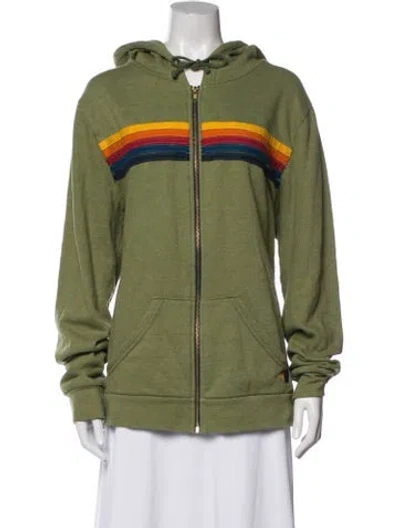 Pre-owned Aviator Nation Graphic Print Jacket In Green