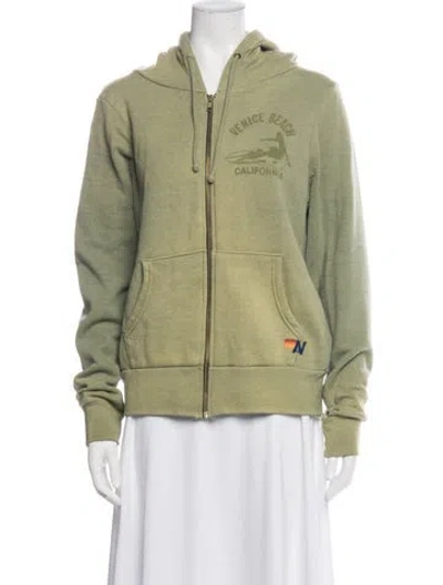 Pre-owned Aviator Nation Graphic Print Jacket In Green