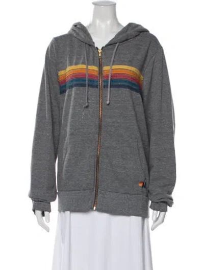 Pre-owned Aviator Nation Graphic Print Jacket In Grey