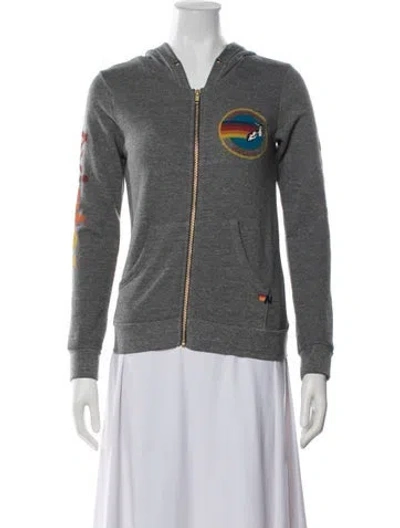 Pre-owned Aviator Nation Graphic Print Jacket In Grey