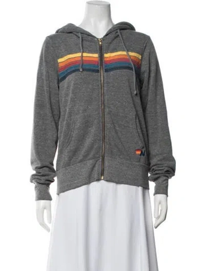Pre-owned Aviator Nation Graphic Print Jacket In Grey