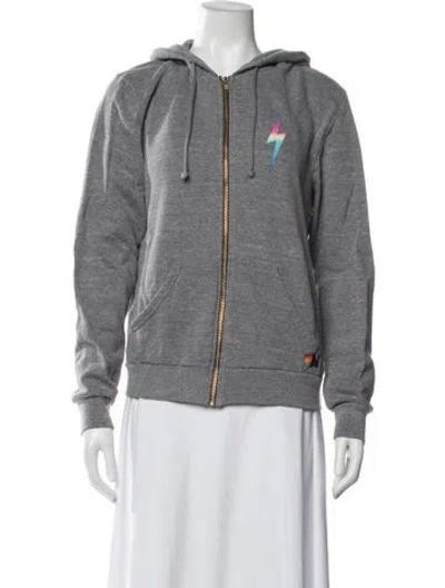 Pre-owned Aviator Nation Graphic Print Jacket In Grey/neutrals